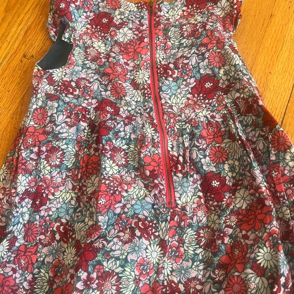 Tea Collection size 7 Years Blue Pink Floral Short Sleeve Lined Cotton Dress - Picture 5 of 6